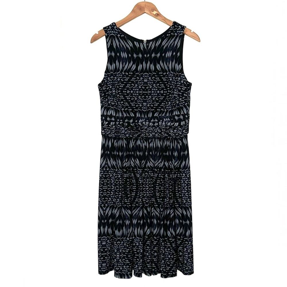 Taylor Abstract Black Grey Ikat Fit & Flare Dress Size 8